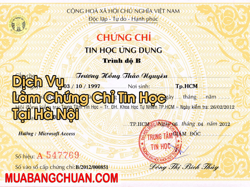 Làm Chứng Chỉ Tin Học Tại Hà Nội